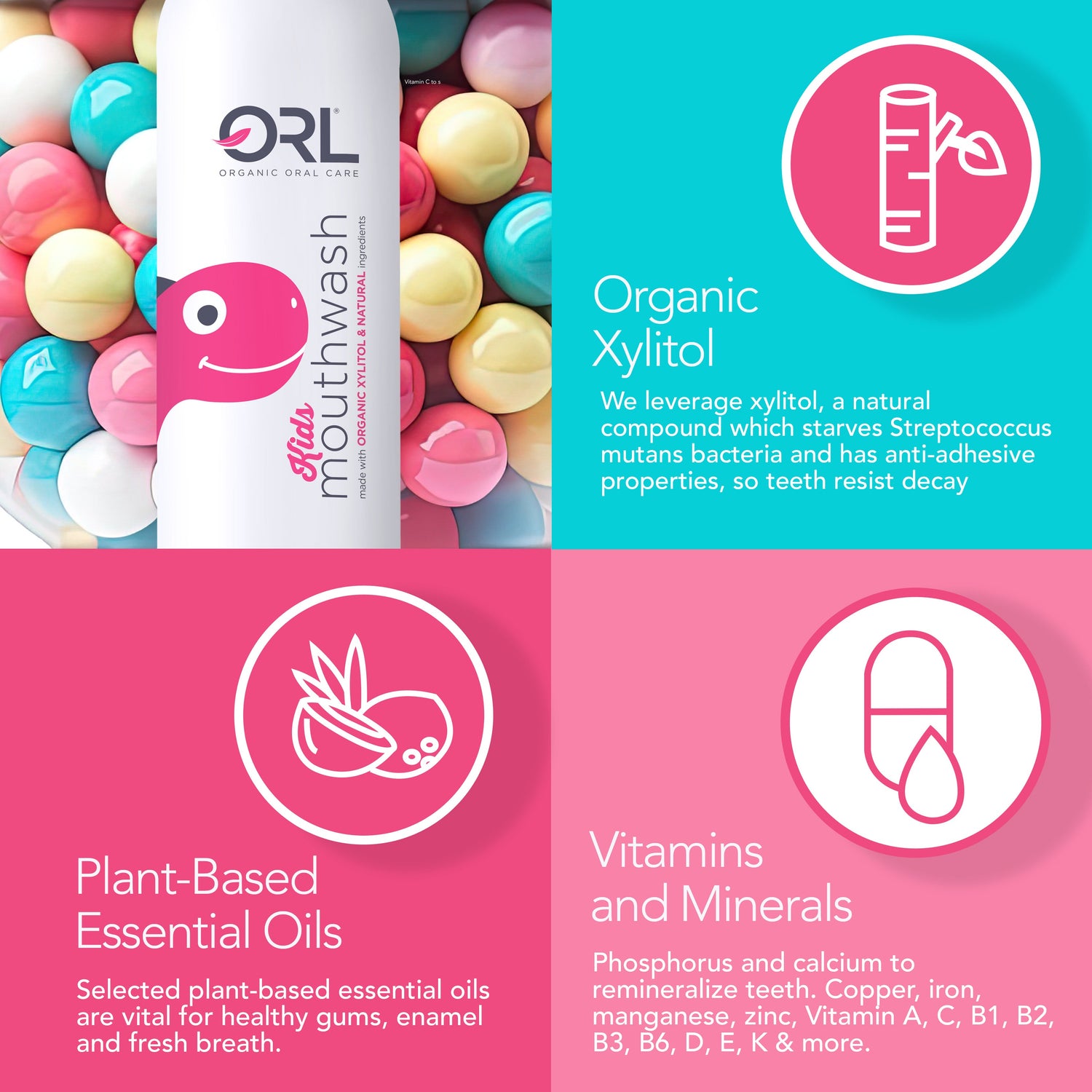 Kids Mouthwash made with Organic Xylitol & Natural Ingredients