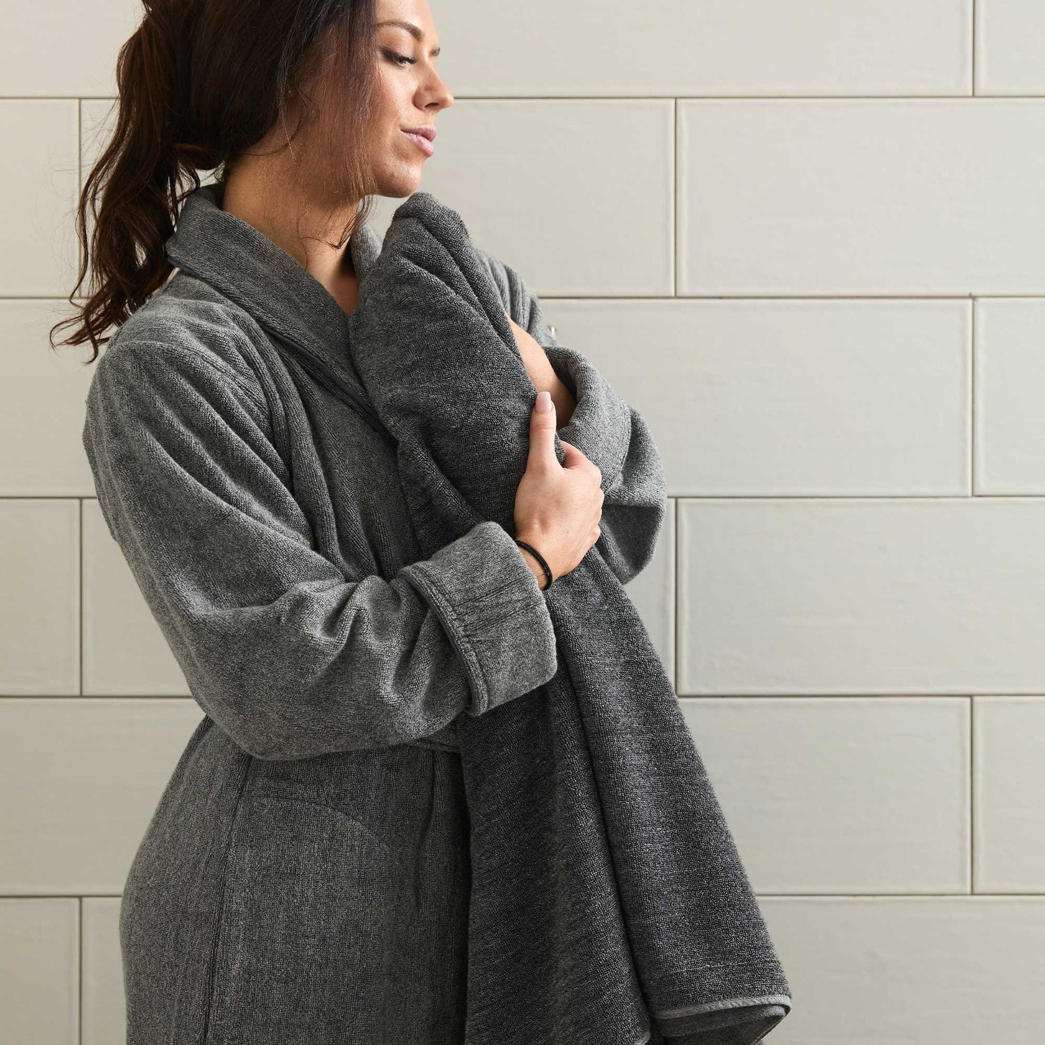 Melange Bamboo Cotton Bath Sheet 3 Piece Set - Charcoal