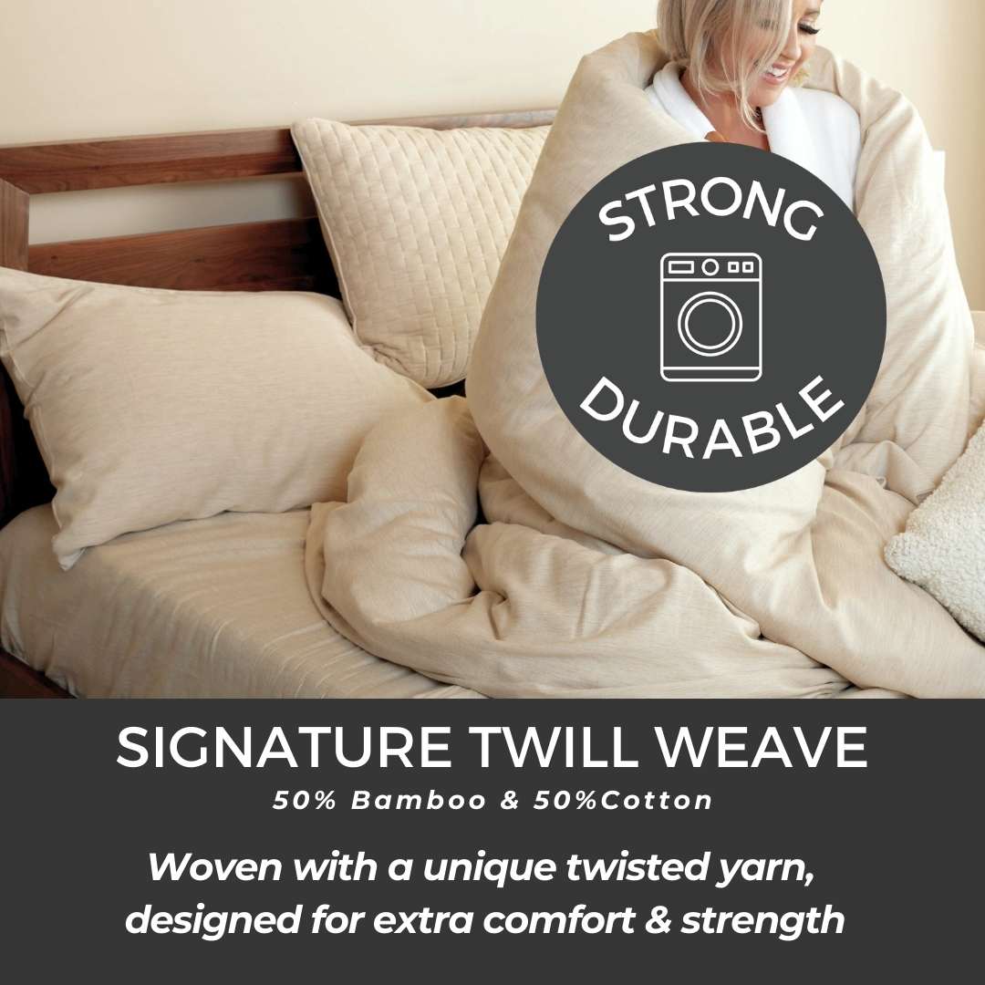 Bamboo Cotton Bed Sheets - Sand