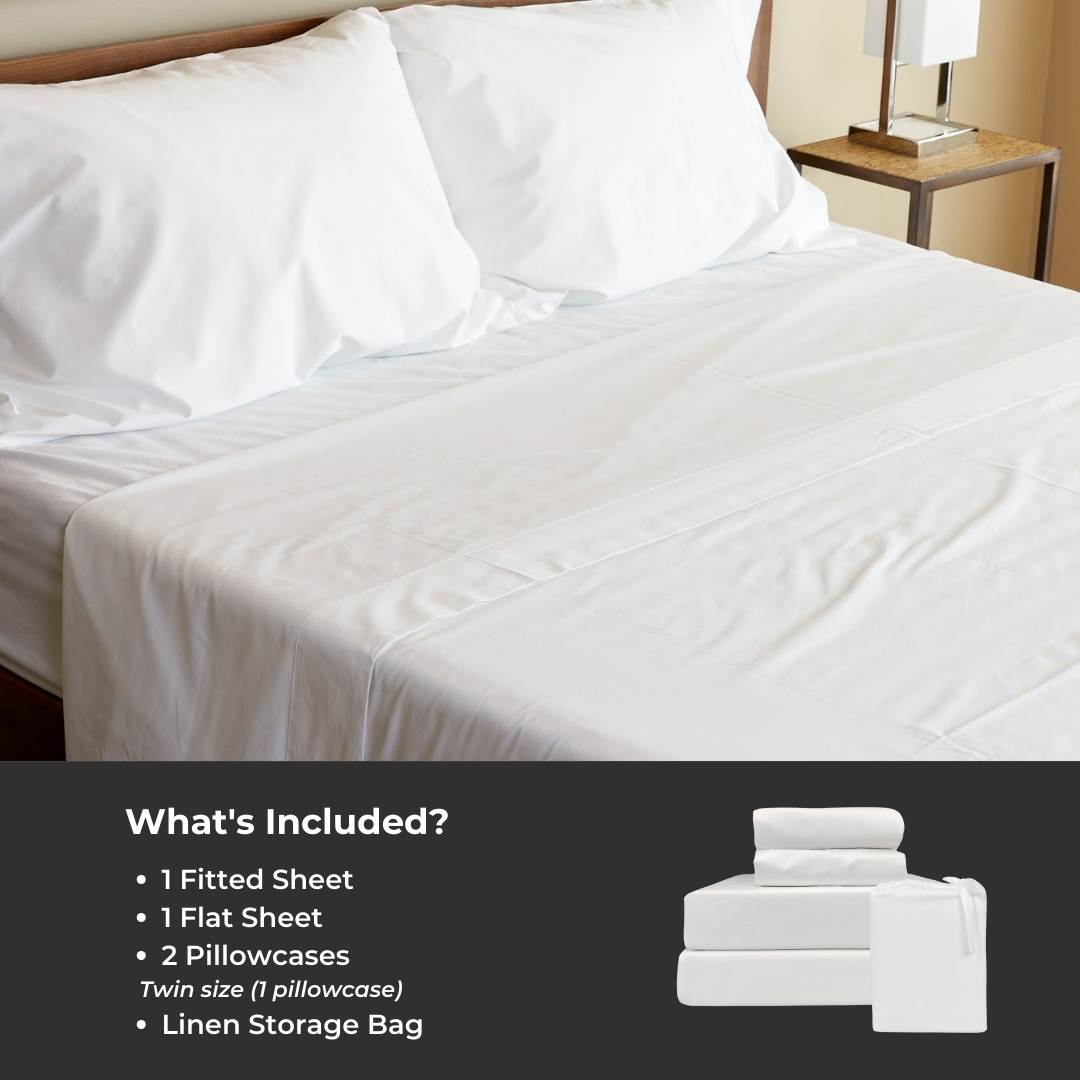 Bamboo Cotton Bed Sheets - Snow