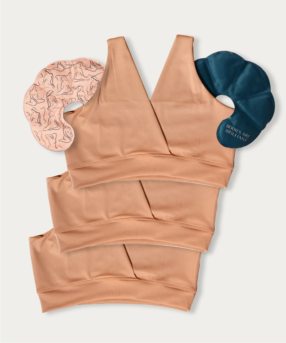 FourthWear Postpartum Bralette set of 3 + Breast Ice and Heat Therapy Packs Saver Set