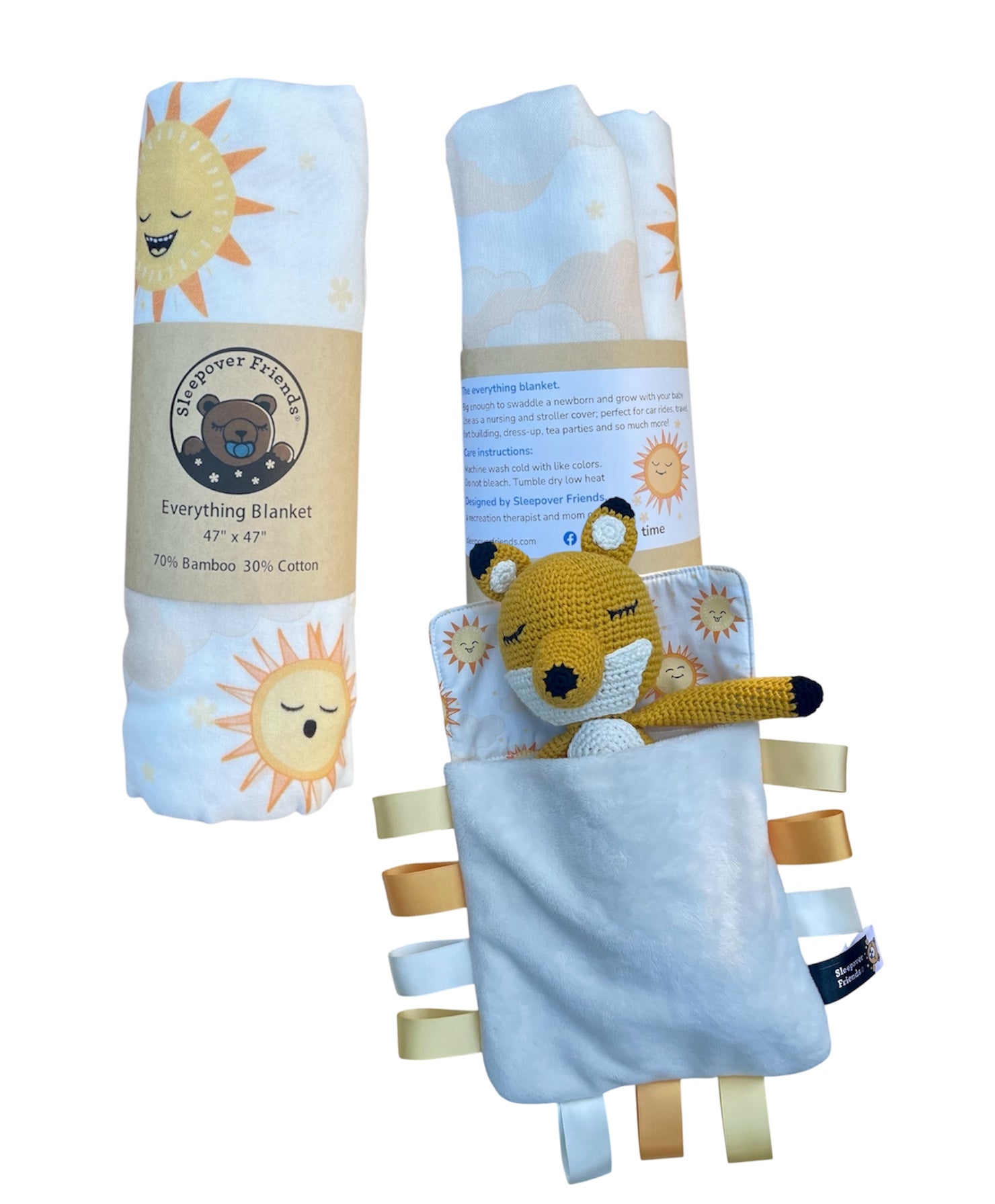 Nap time everything blanket with Fox in matching sleeping bag