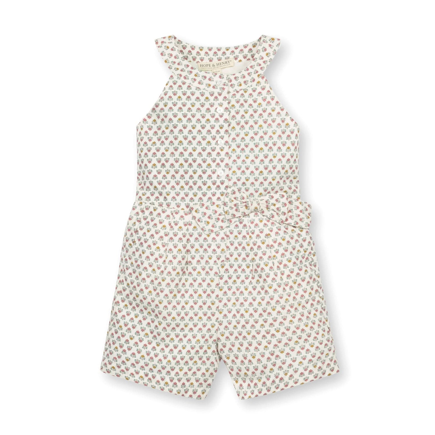 Button Front Halter Romper