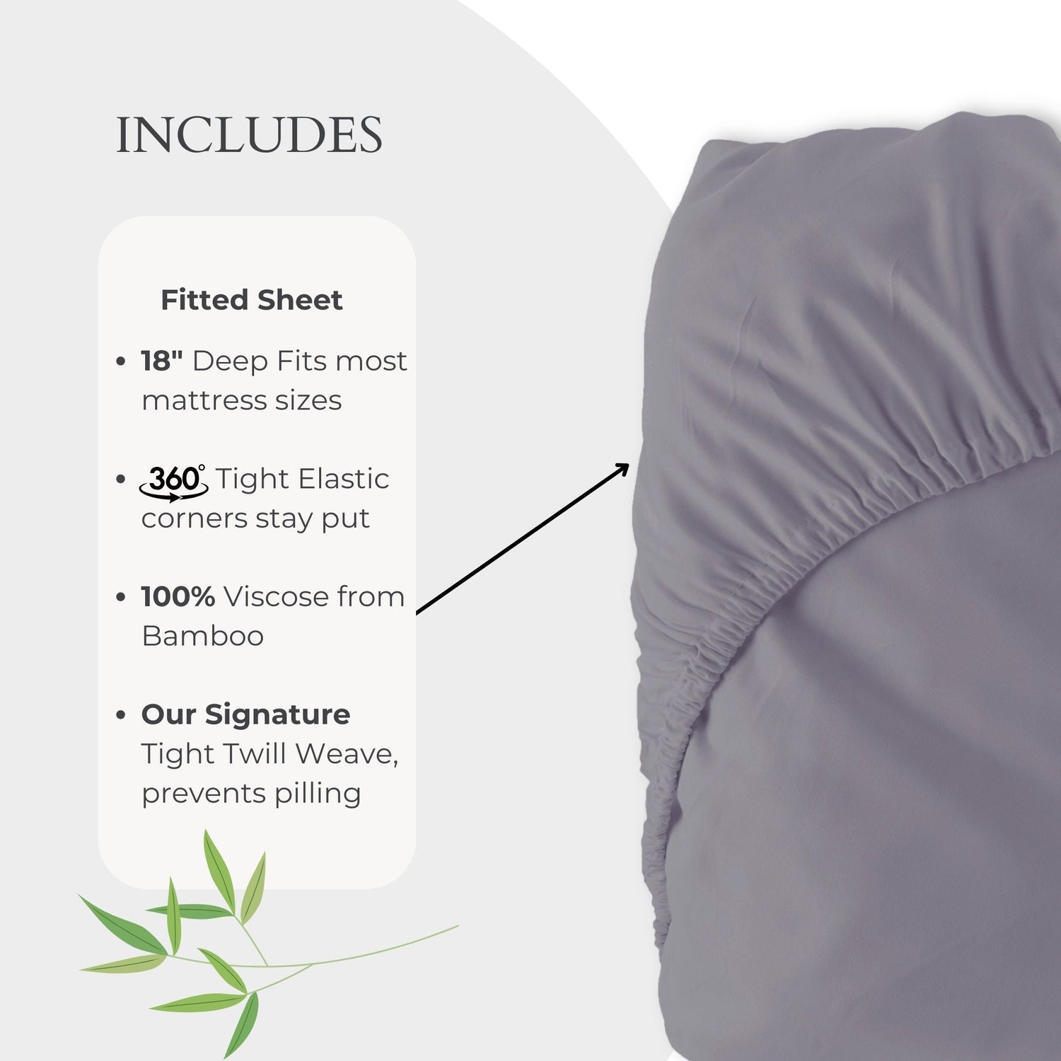 Bamboo Fitted Sheet - Platinum