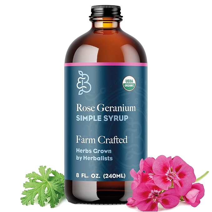 Rose Geranium Simple Syrup - Certified Organic
