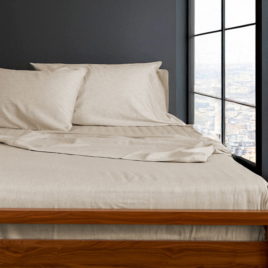 Bamboo Cotton Bed Sheets - Sand