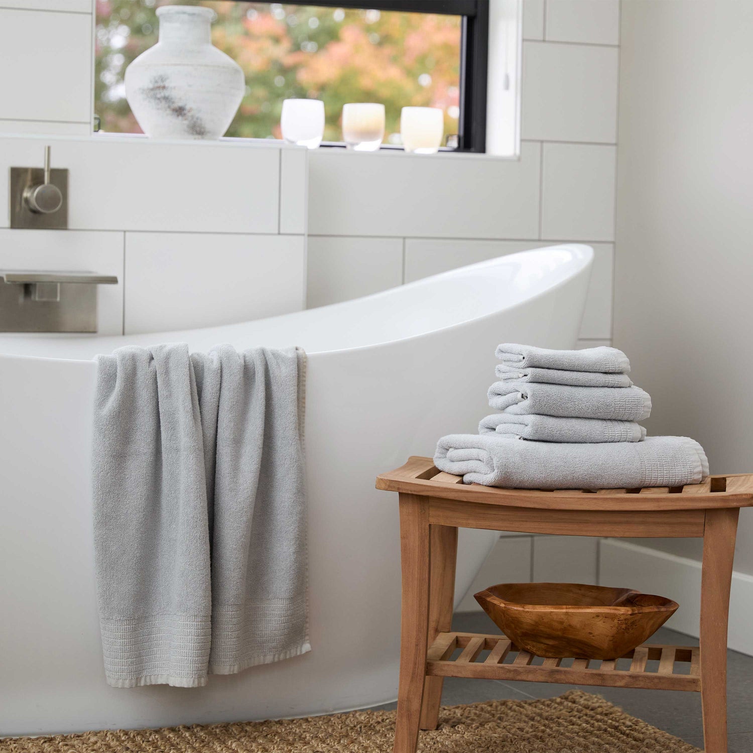 Bamboo 6 Piece Spa Towel Set – Stone