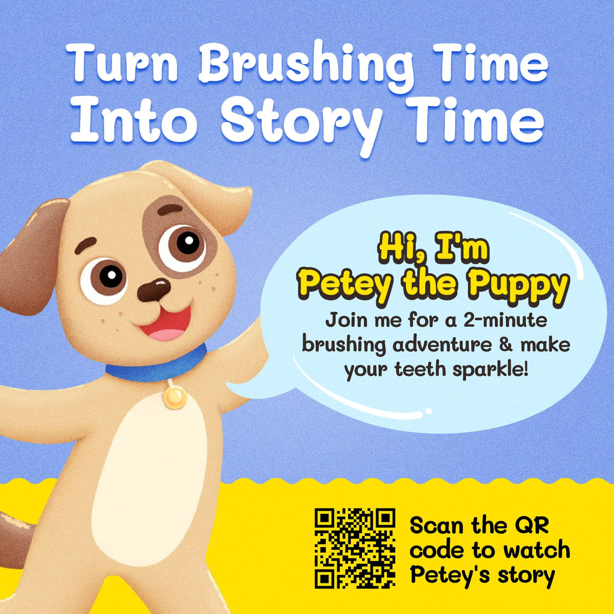 Petey the Puppy Toothbrush for Kids With Bonus Brush