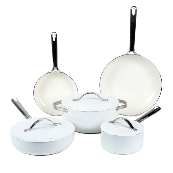 Mobi 8-Piece Ceramic Cookware Set | Cannoli Cream