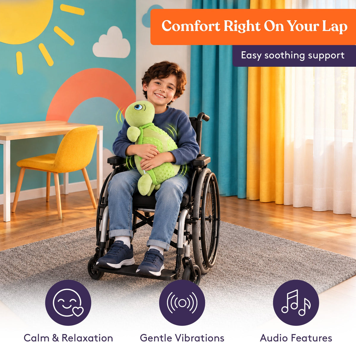 Sensory Vibrating Pillow-Turtle with Music and Voice Recording