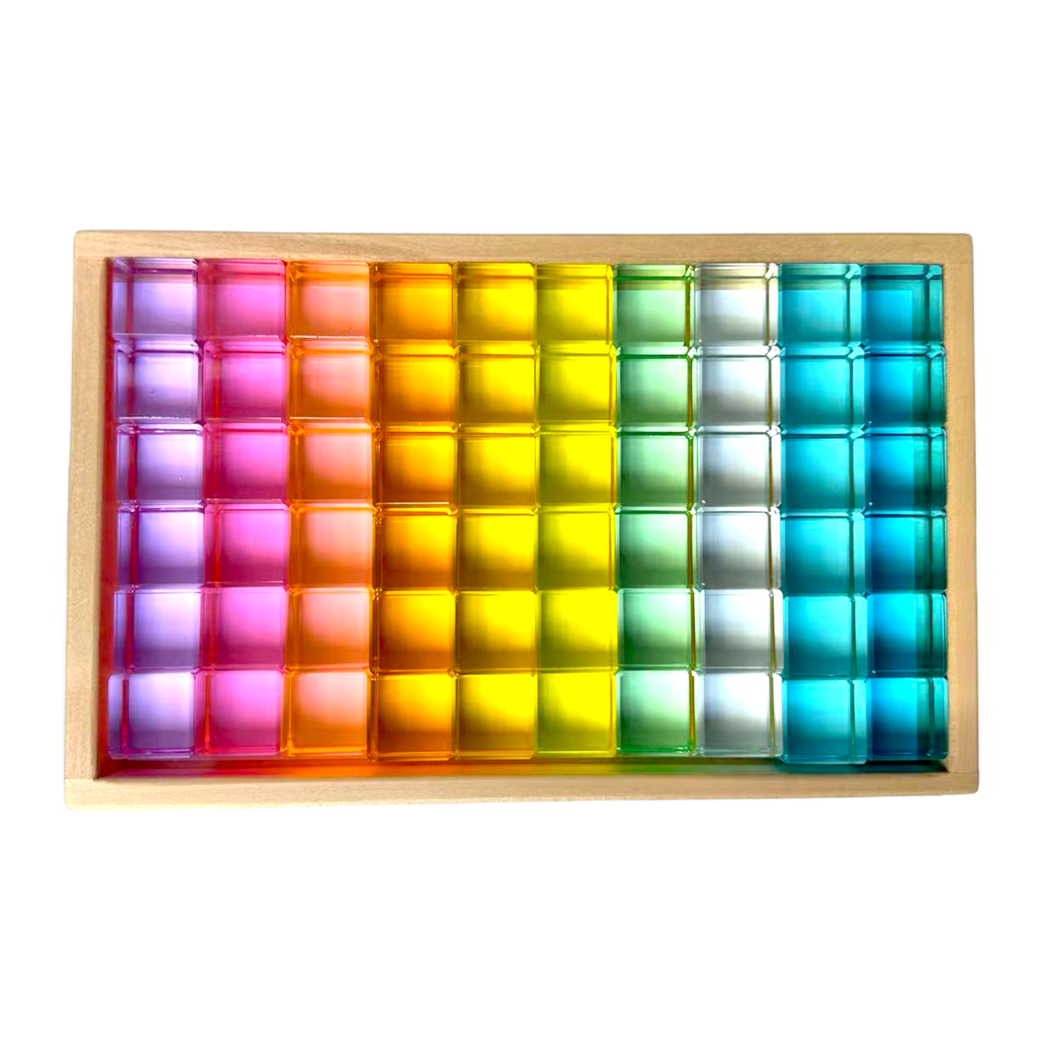 60 Pcs Crystal Clear Translucent Lucite Cubes Set in Pastel/Macaron Colors with Storage Tray