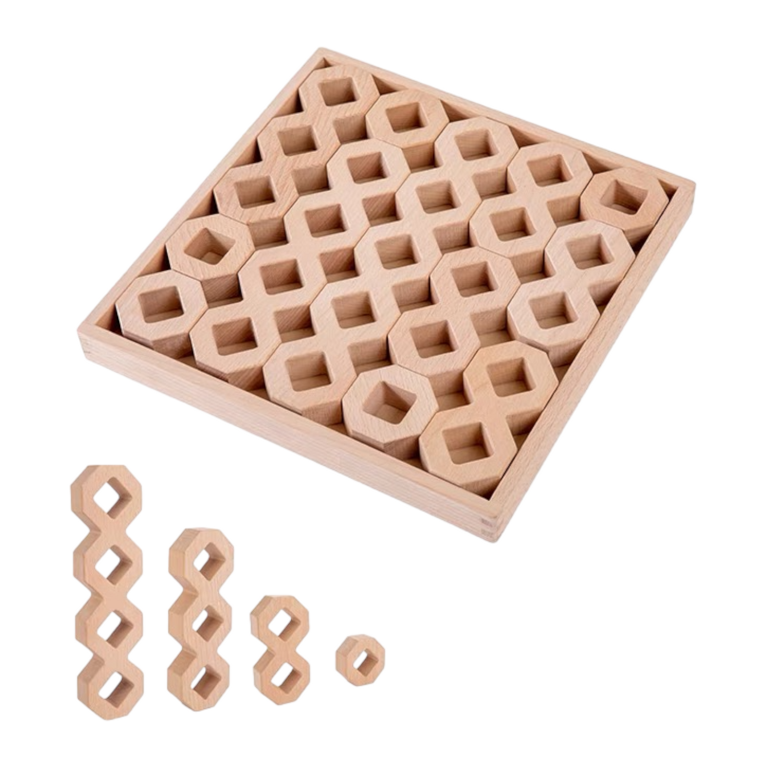 **Pre-order (Ships in 2-3 Weeks)**12 Pcs Wooden Windows Building Block Set with Storage Tray