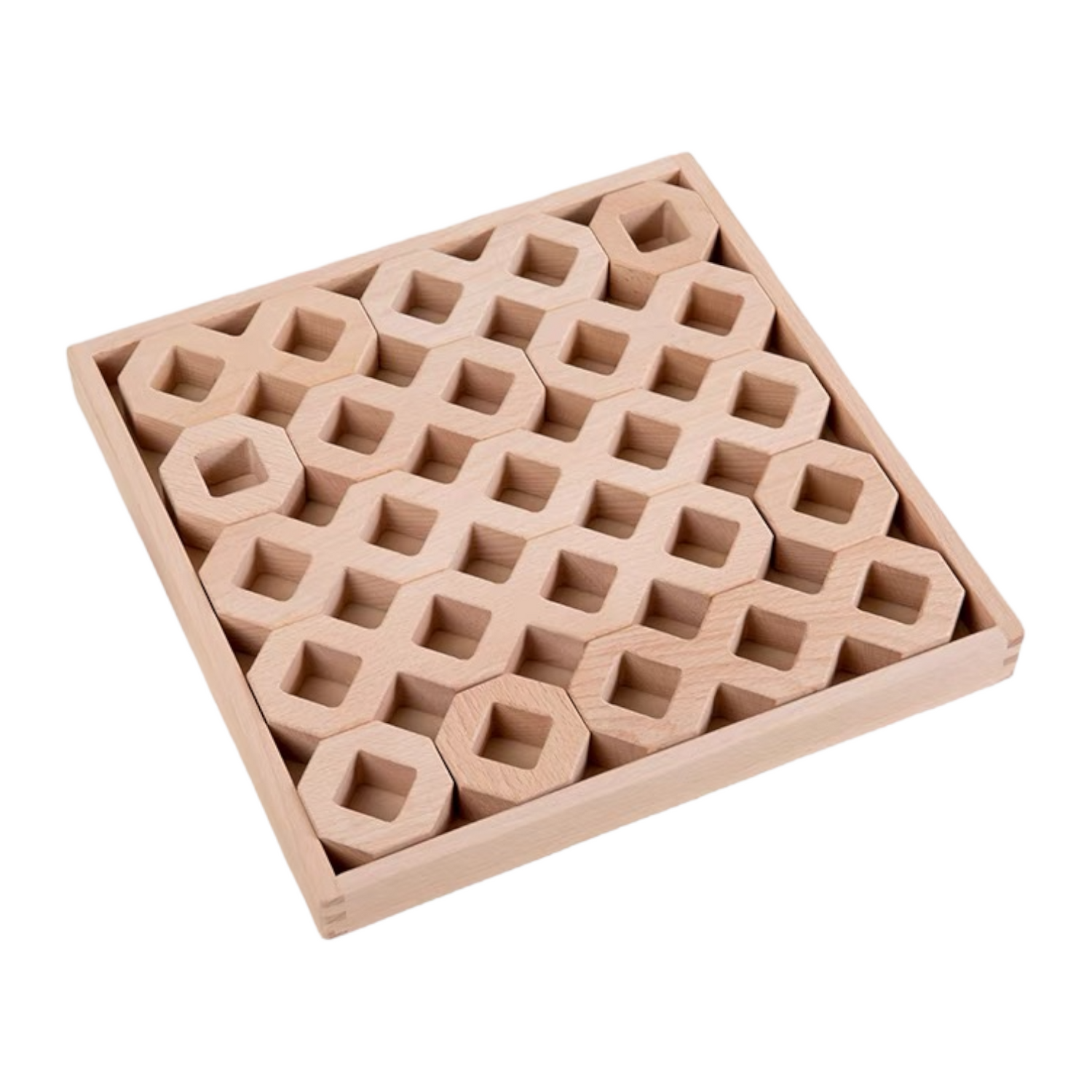 **Pre-order (Ships in 2-3 Weeks)**12 Pcs Wooden Windows Building Block Set with Storage Tray