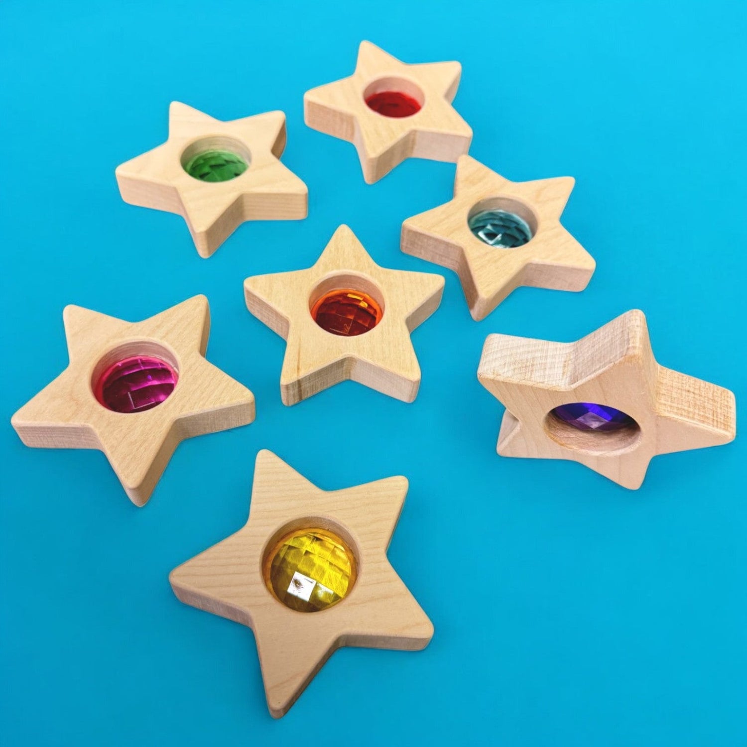 7 PCS Wooden Gemmed Stars Blocks Set