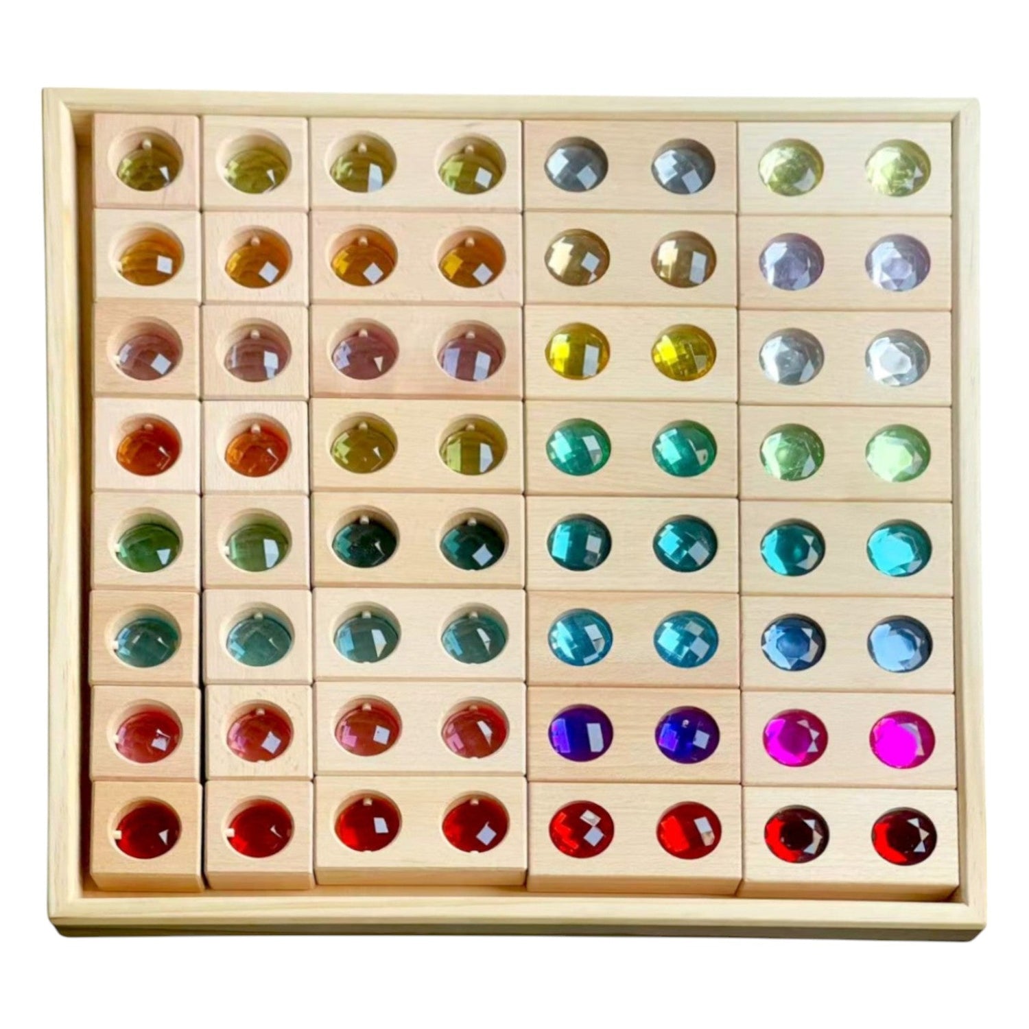 **Pre-order (Ships in 1-2 Weeks)**40 PCS Wooden Gemmed Blocks Set with Storage Tray