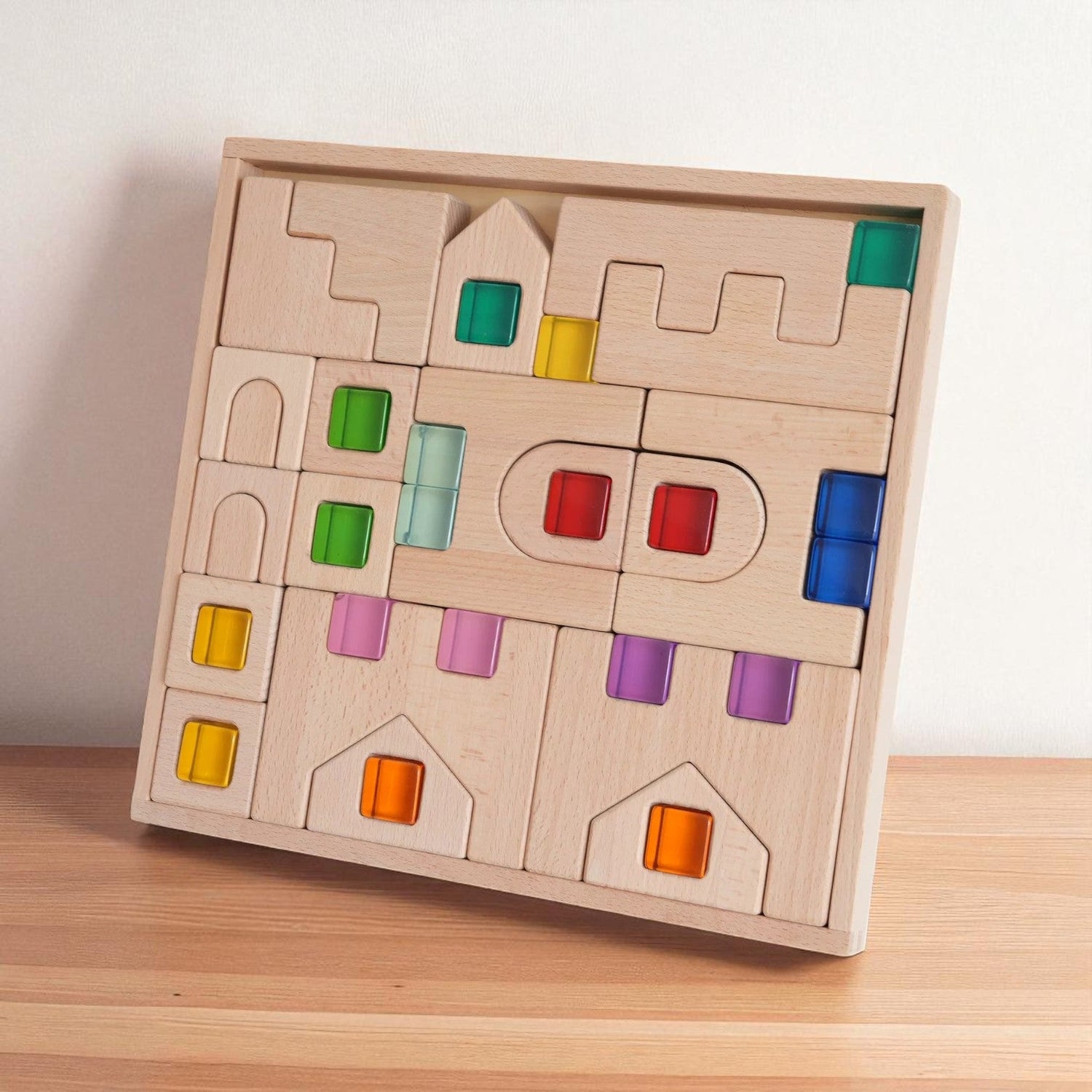 Natural Wooden Architectural Building Blocks – 21 or 26 Piece Set
