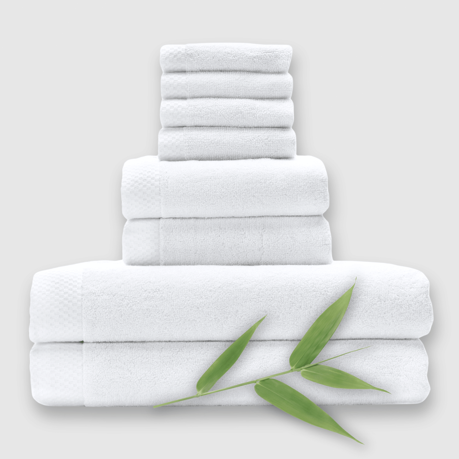 Bamboo 8 Piece Towel Sets - White