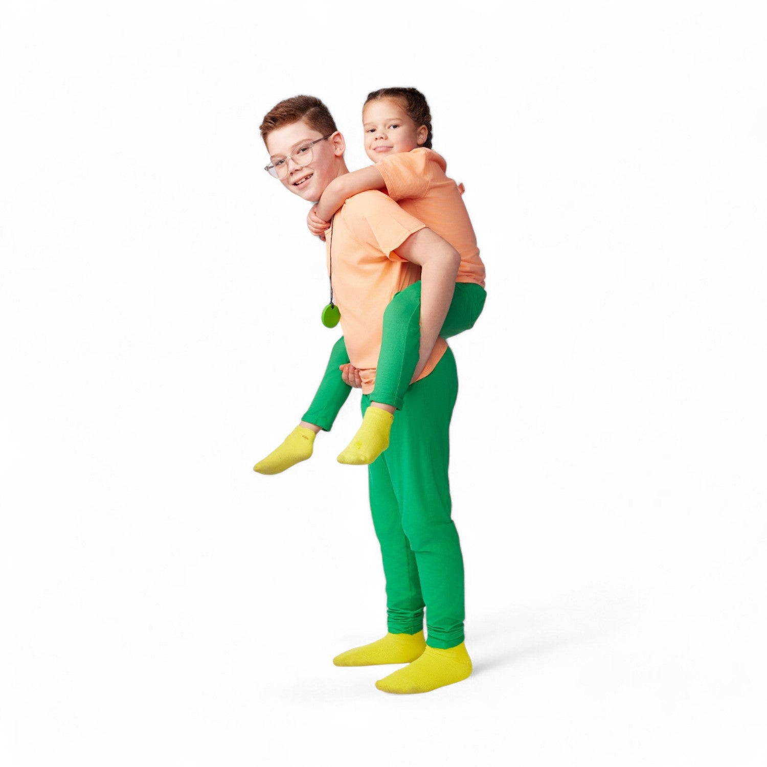 The Everday Sensory Friendly Coral Tee w Chewy Necklace- *actual chewy necklace design may vary, but color will match tee*