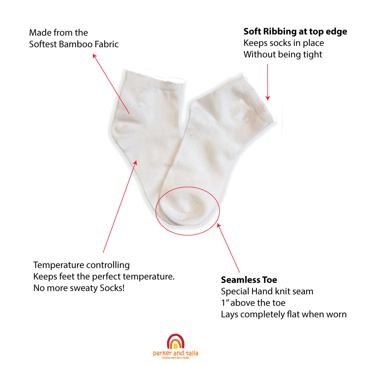 ANKLE 5-Pack Seamless Toe Socks great with Sensory Sensitivities