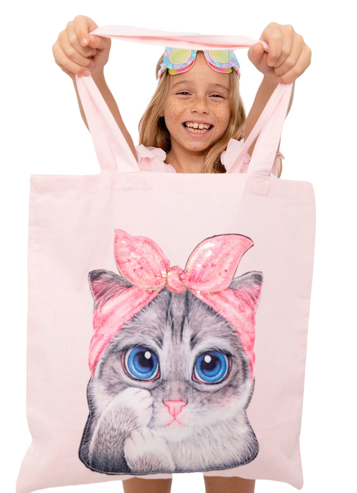 Pink Beach Bag With Cat
