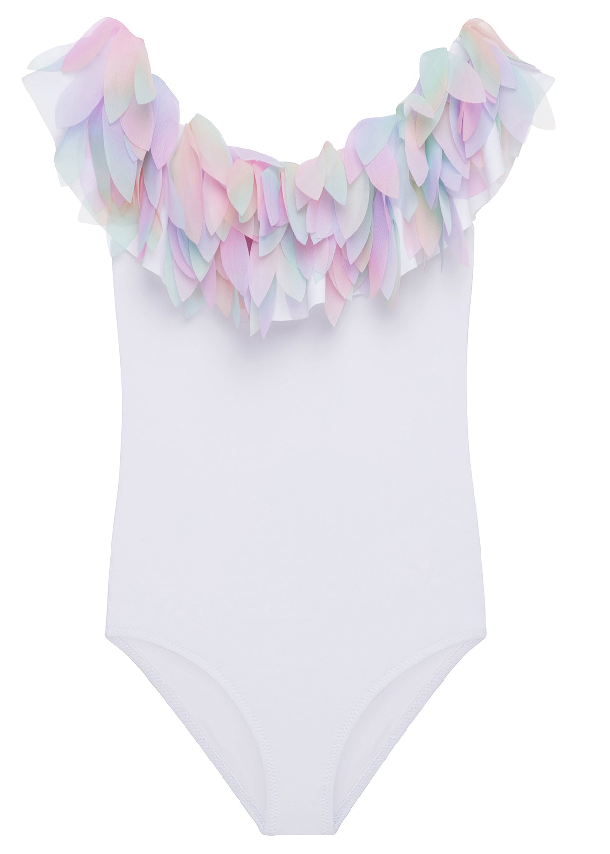 White Swimsuit with Unicorn Petals