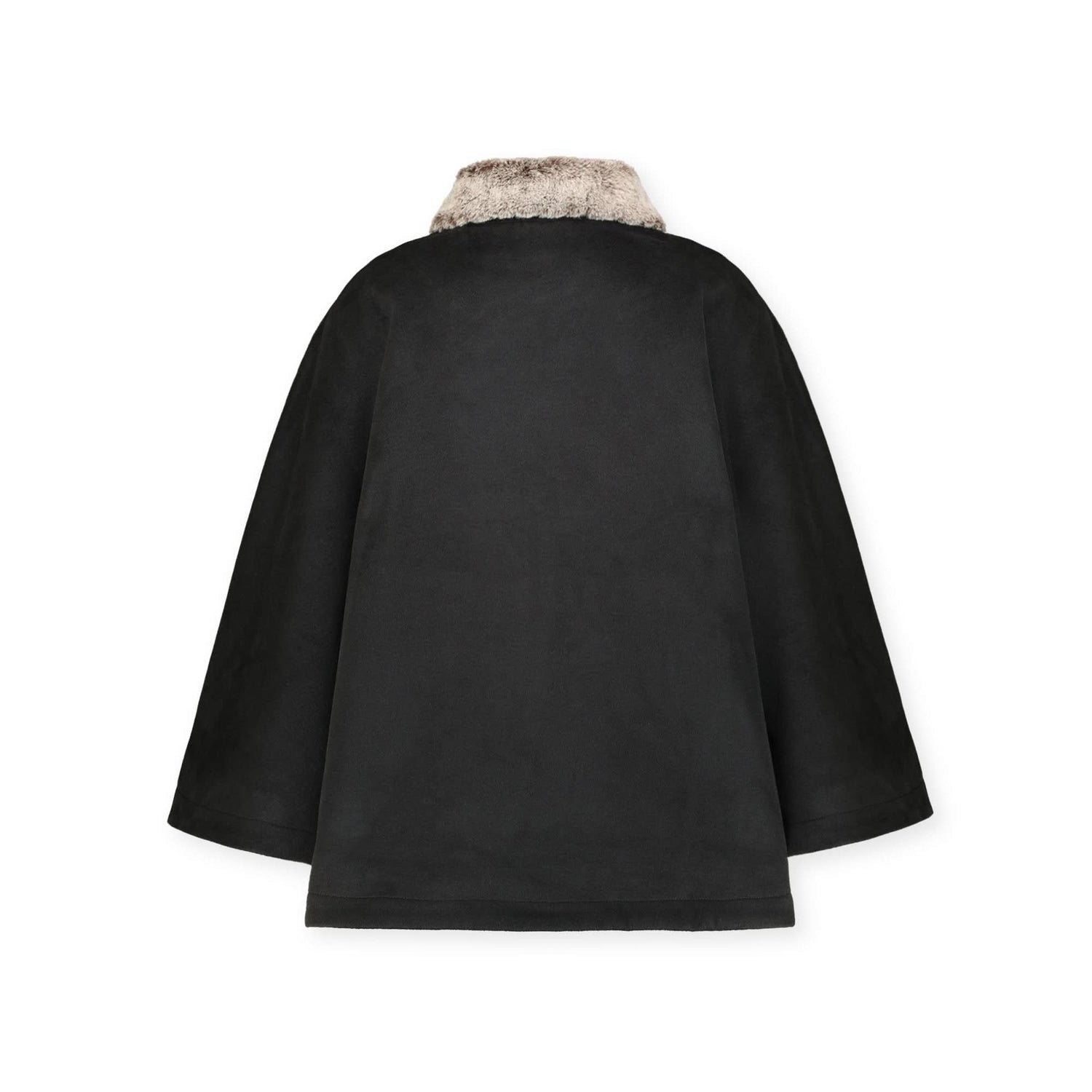 Button Front Cape with Faux Fur