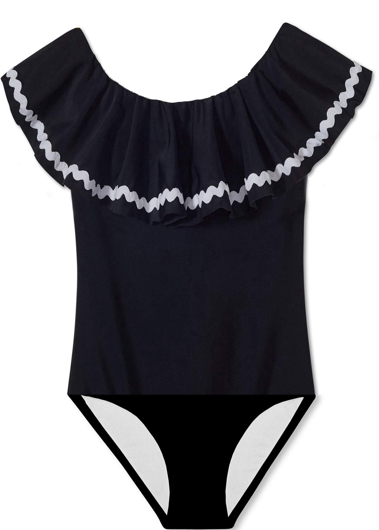 Black Swimsuit with Ric Rac