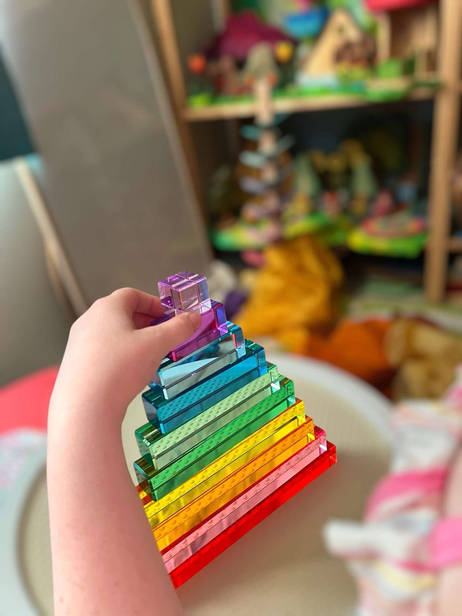 10-Piece Crystal Clear Pyramid Lucite Blocks – High Transparency Acrylic Stair Blocks