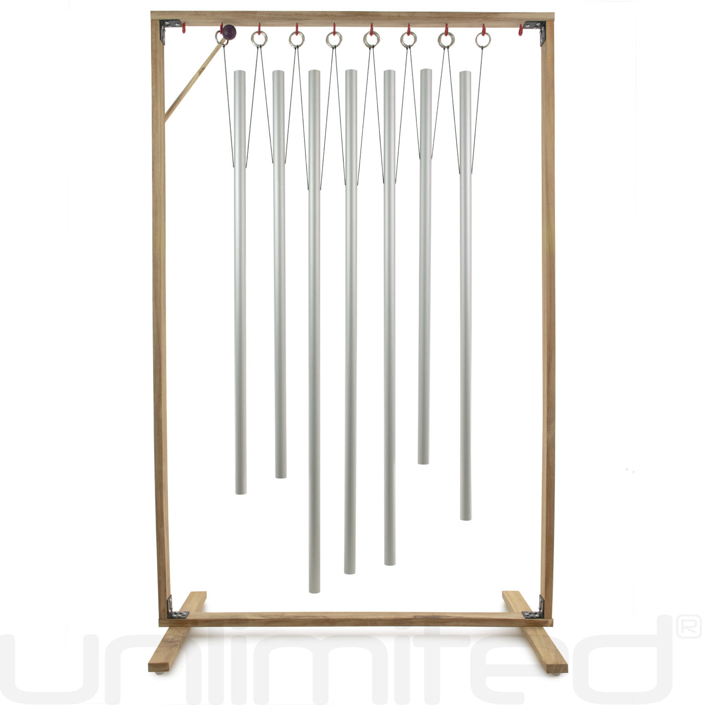 Set of 7 Chakra Tuned Healing Chimes with Framed Wood Stand