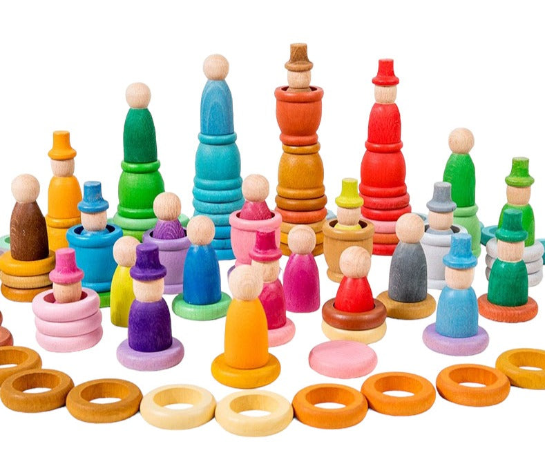 **Pre-order (Ships in 2-3 Weeks)**108-Piece Four Seasons Nins Wooden Peg People Set – Nature-Inspired Montessori Play