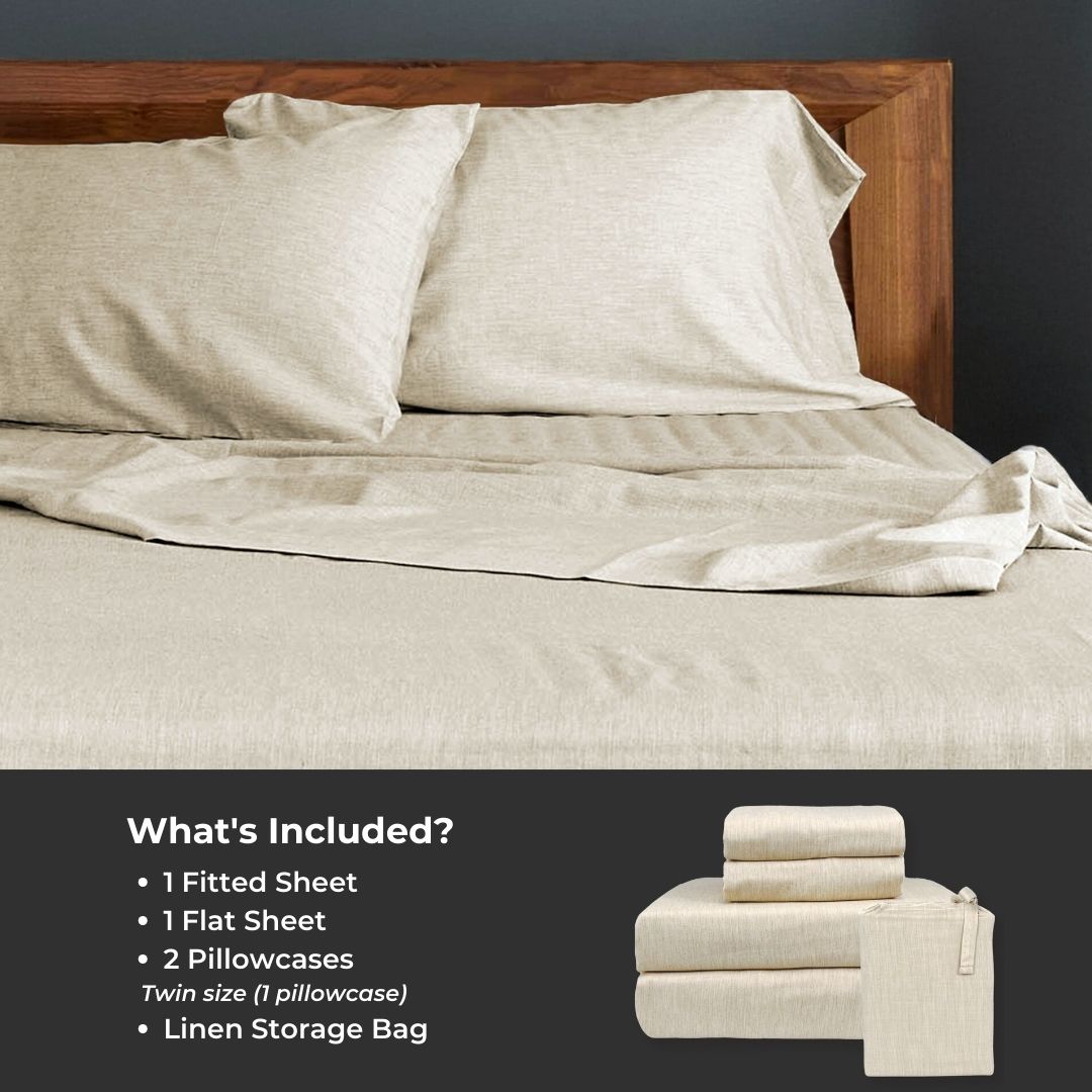 Bamboo Cotton Bed Sheets - Sand