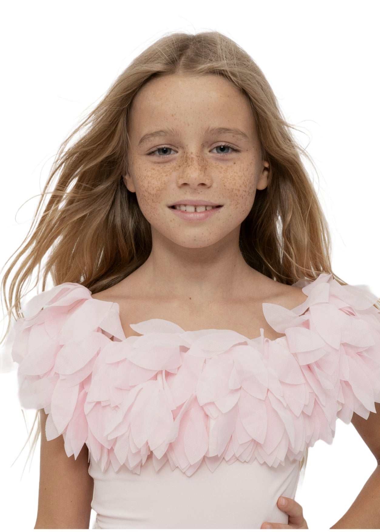 Pink Petal White Swimsuit