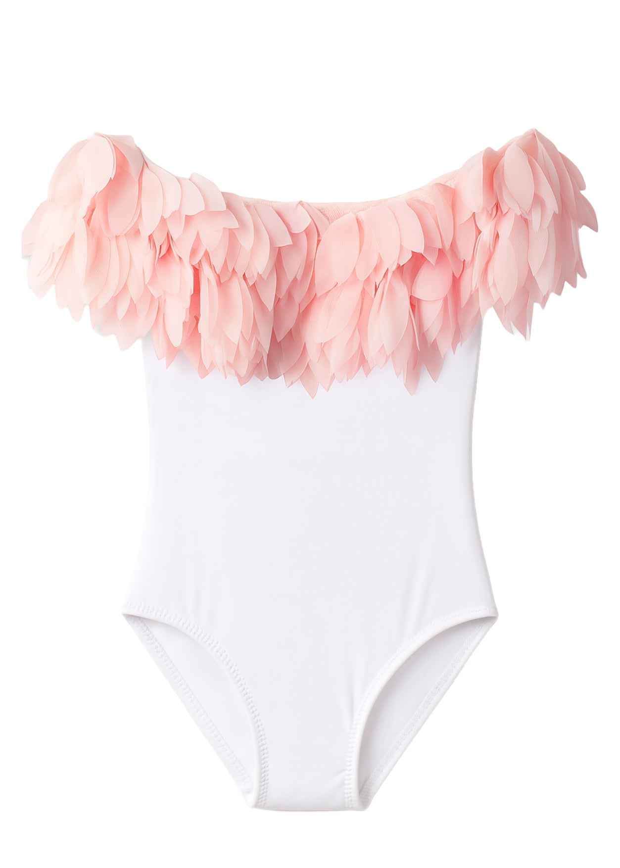 Pink Petal White Swimsuit