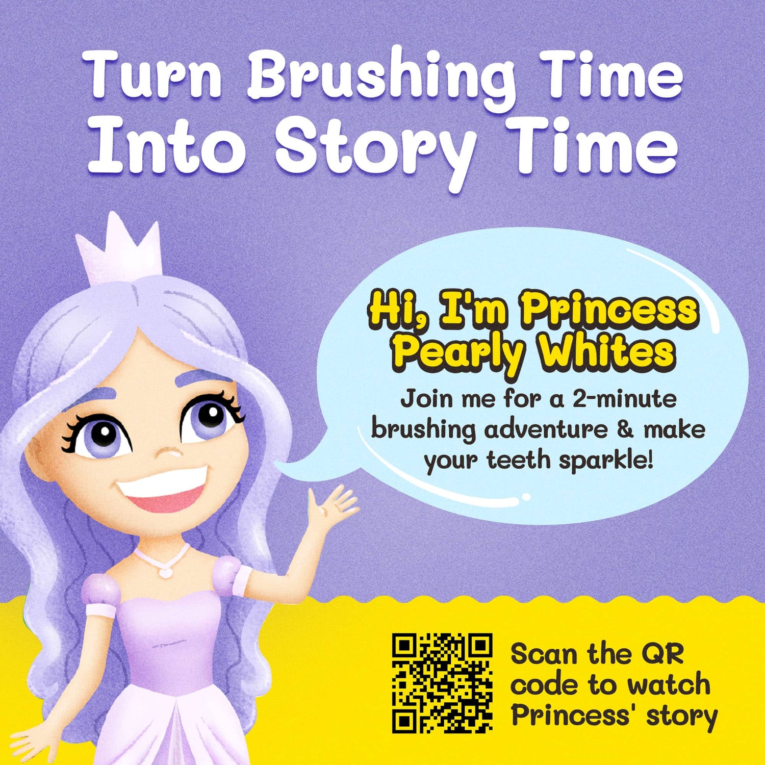 Princess Pearly Whites Toothbrush for Kids With Bonus Brush