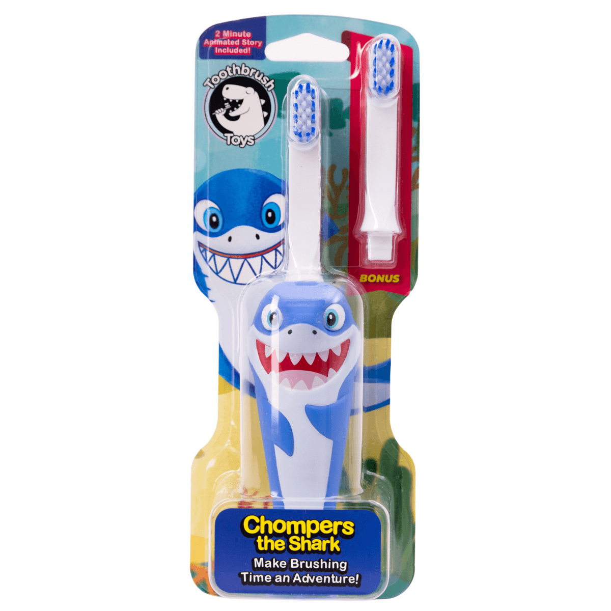 Chompers the Shark Toothbrush for Kids With Bonus Brush Head