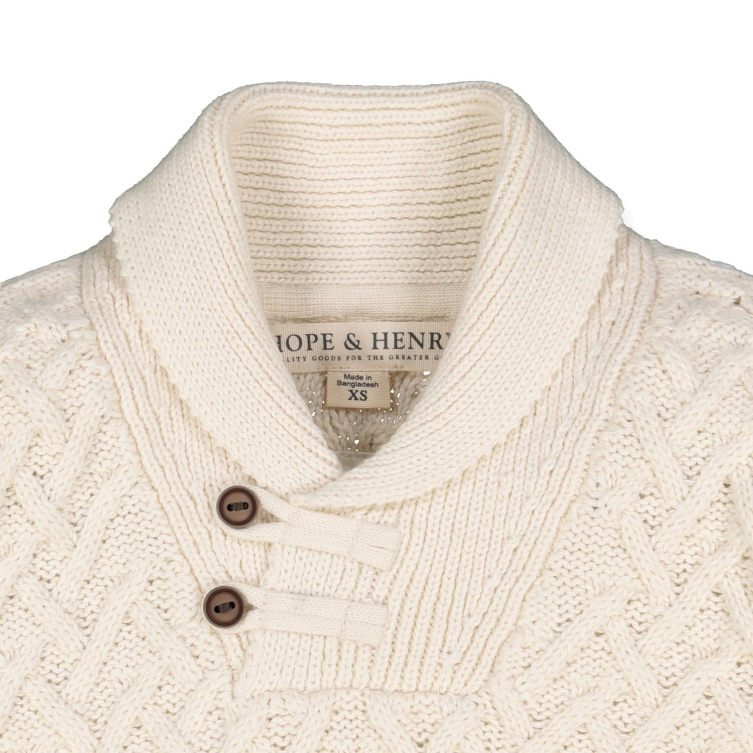 Shawl Collar Organic Cable Sweater - Baby