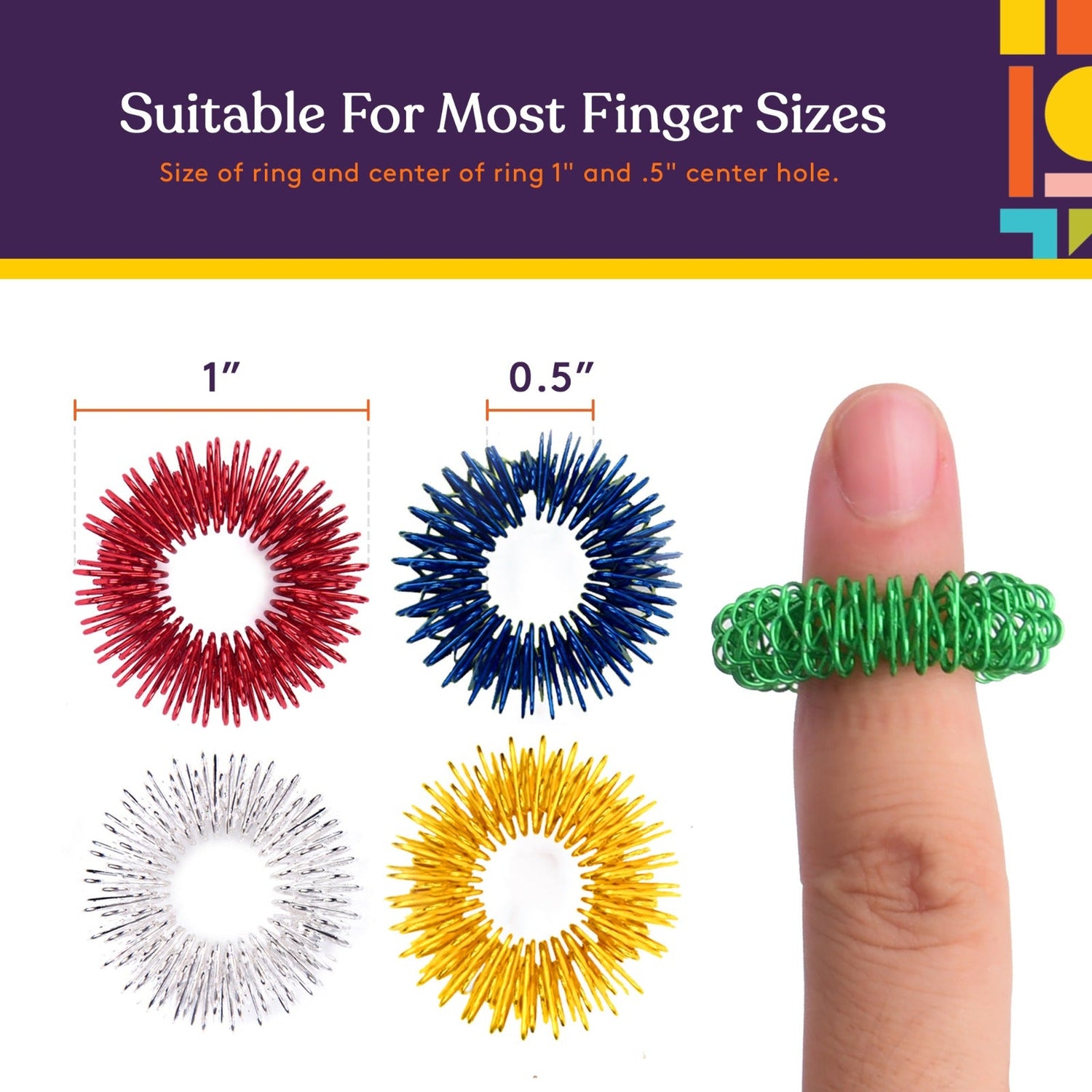 Spiky Acupressure Rings (Pack of 10)