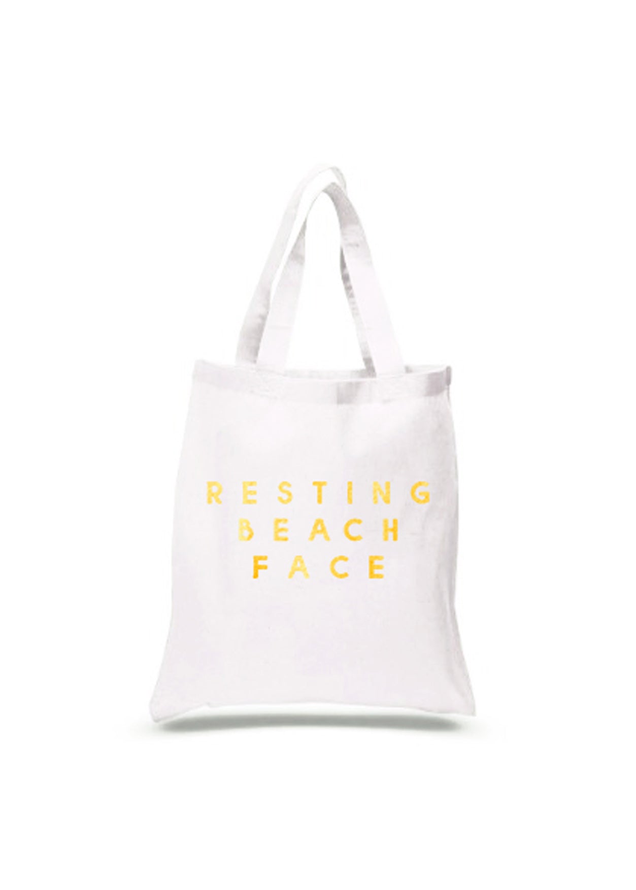Resting Beach Face Gold- White Beach Bag