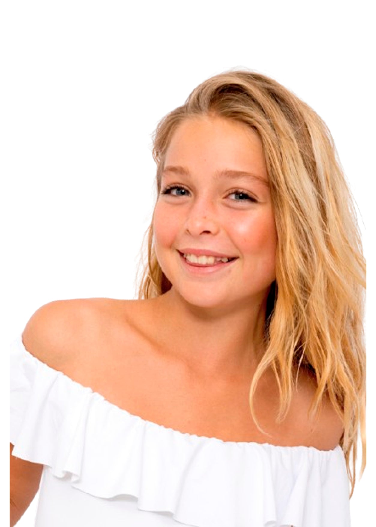 White Ruffle  Bathing Suit